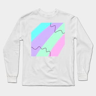 Green blue pink abstract watercolor art Long Sleeve T-Shirt